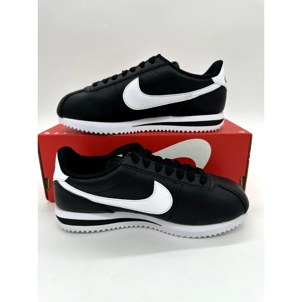 Nike Cortez Women's size 5.5 Black White Leather athleisure Shoes DN1791 001 - Picture 2 of 6